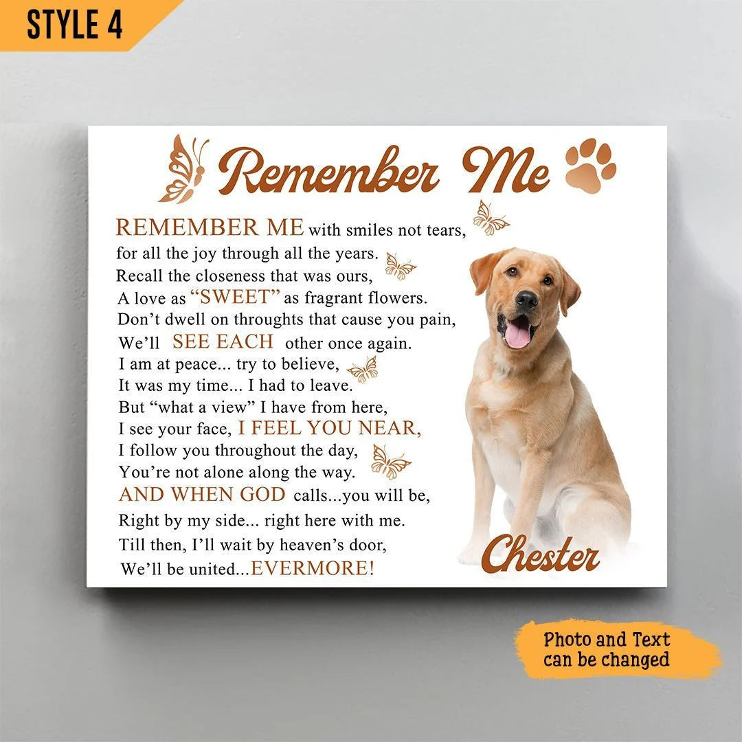 Dog Cat Landscape Canvas - Personalized Dog Cat Memorial Canvas - Custom Gift For Dog Cat Lovers - Remember Me With Smiles Not Tears Landscape Canvas