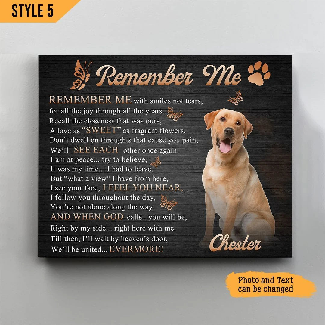 Dog Cat Landscape Canvas - Personalized Dog Cat Memorial Canvas - Custom Gift For Dog Cat Lovers - Remember Me With Smiles Not Tears Landscape Canvas