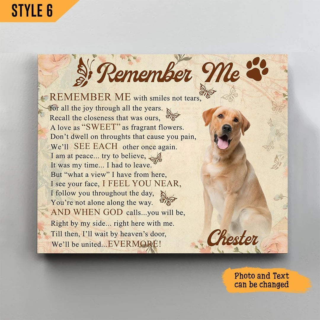 Dog Cat Landscape Canvas - Personalized Dog Cat Memorial Canvas - Custom Gift For Dog Cat Lovers - Remember Me With Smiles Not Tears Landscape Canvas
