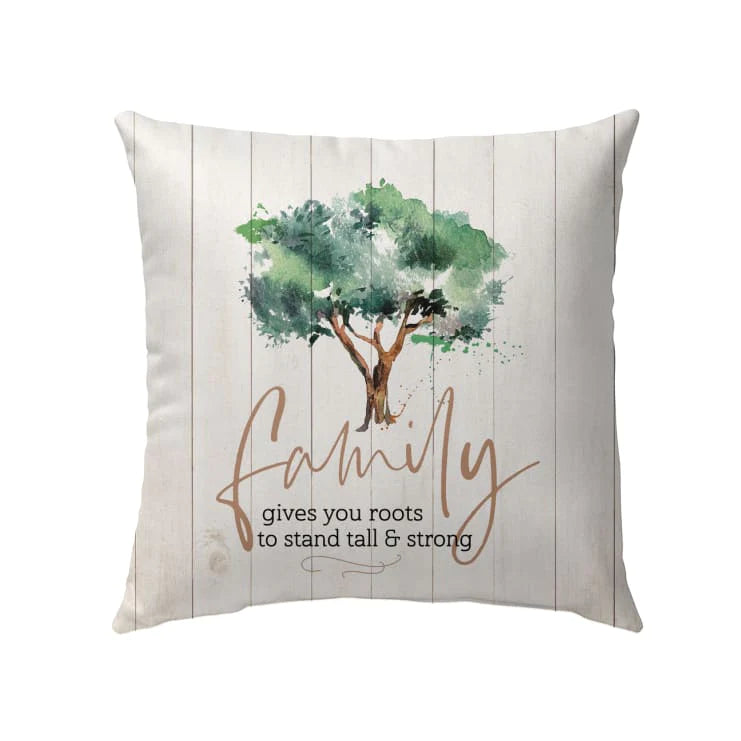 Jesus Pillow - Painting Tree Pillow - Gift For Christian - Family gives you roots to stand tall and strong Throw Pillow
