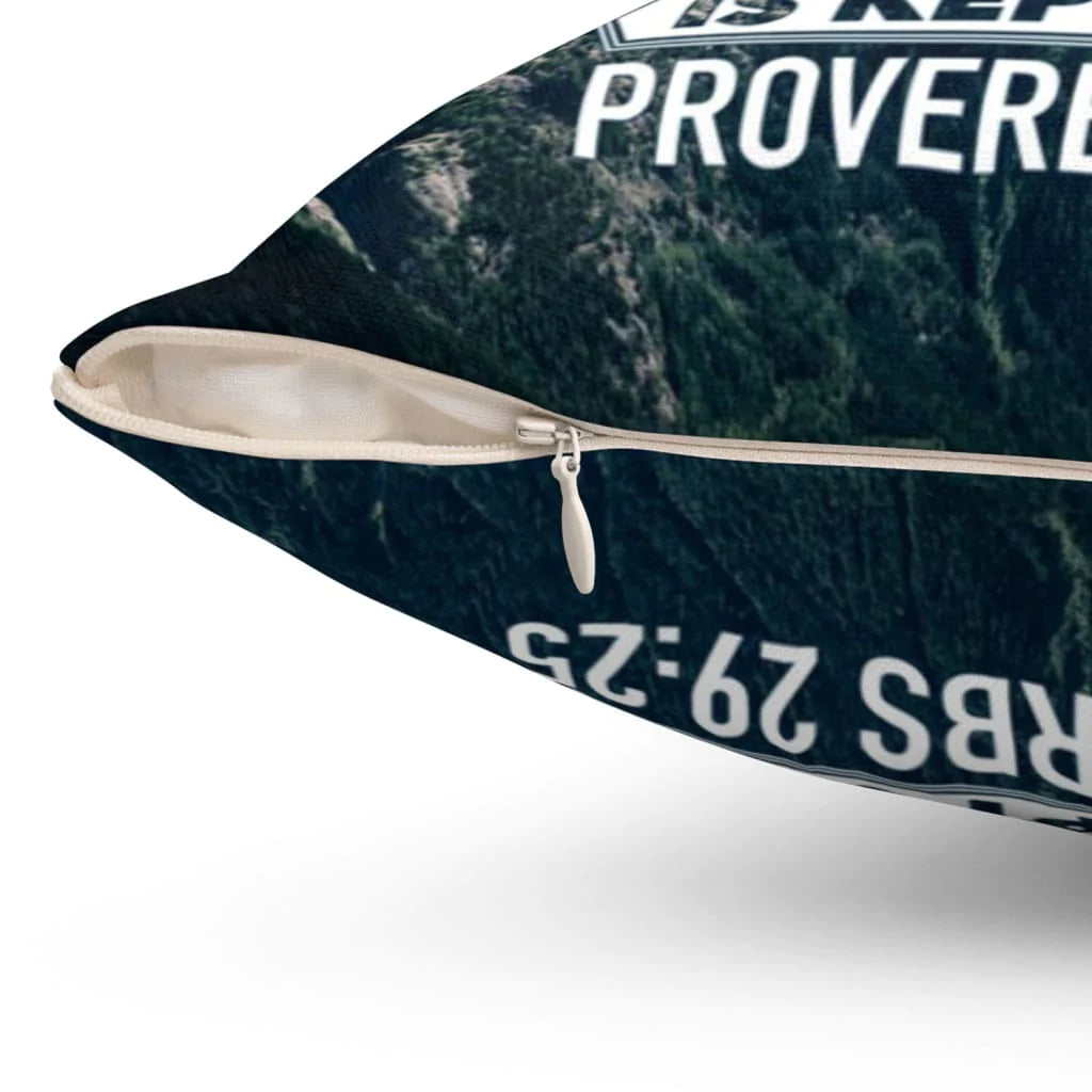 Bible Verse Pillow - Jesus Pillow - Painting Mountain Pillow - Gift For Christian - Fear of man will prove to be a snare Proverbs 29:25 Throw Pillow
