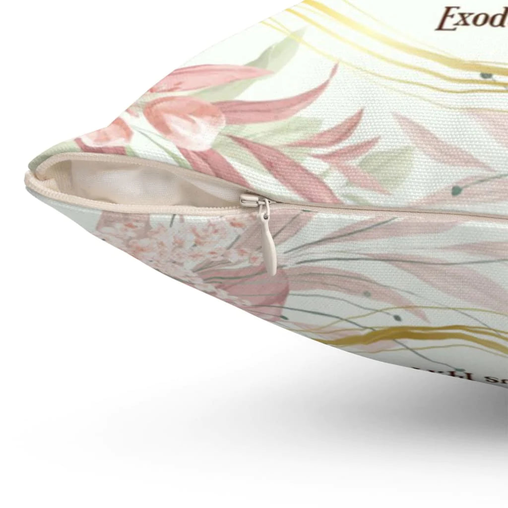 Bible Verse Pillow - Jesus Pillow - Floral, Flower Frame Pillow - Gift For Christian - Exodus 14:14 The Lord will fight for you Throw Pillow