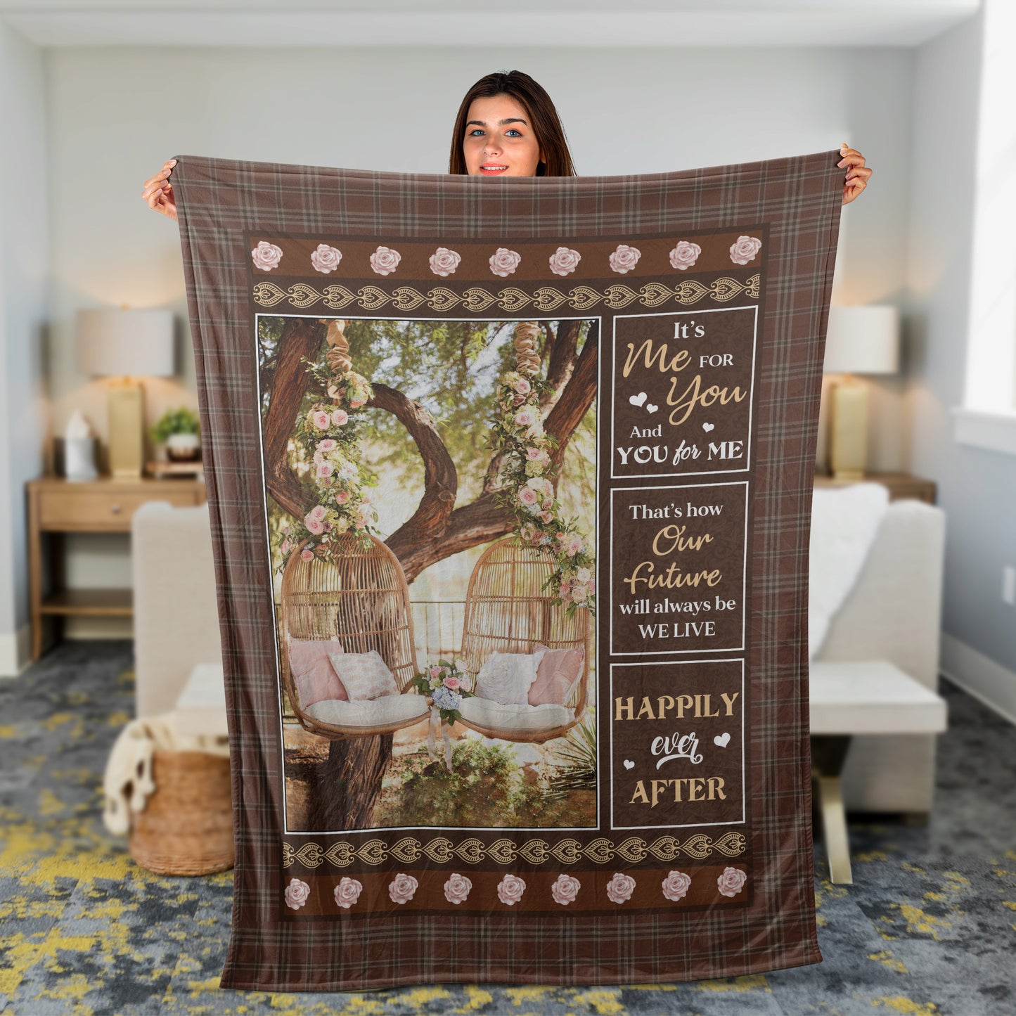 Couple Blanket, Valentine's Day Gift, Gifts For Girlfriend, Wife, Husband, Boyfriend - Rattan Garden Chair Blanket, It's Me For You And You For Me