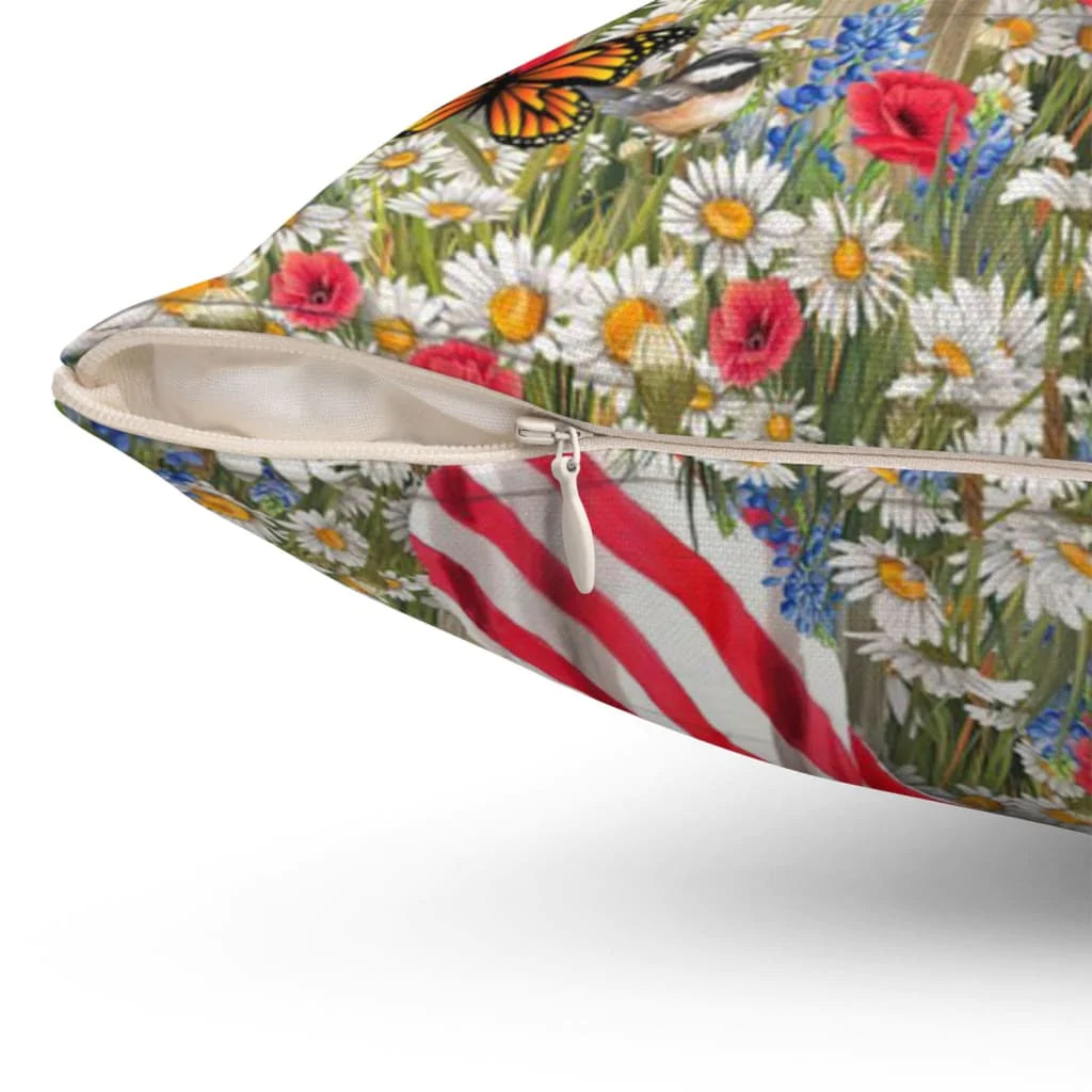Bible Verse Pillow - Jesus Pillow - Sunflower, Flower Field, Hummingbird, American Flag - Gift For Christian- God Bless America Christian Pillow