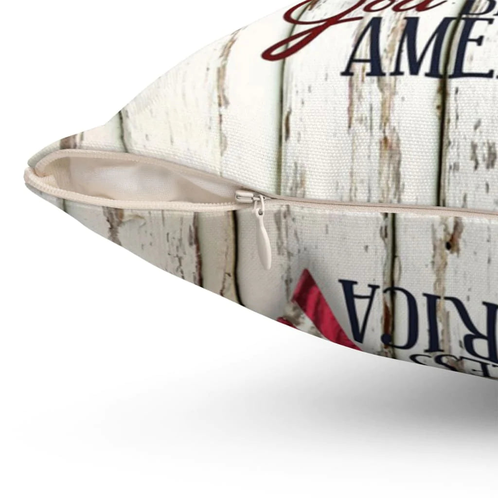 Bible Verse Pillow - Jesus Pillow- Rose Wreath, American Flag- Gift For Christian- God Bless America Christian Pillow