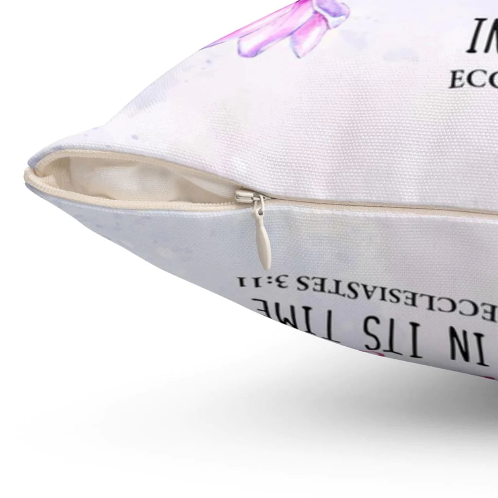 Bible Verse Pillow - Jesus Pillow - Hummingbird Pillow - Gift For Christian - He Has Made Everything Beautiful In Its Time Pillow