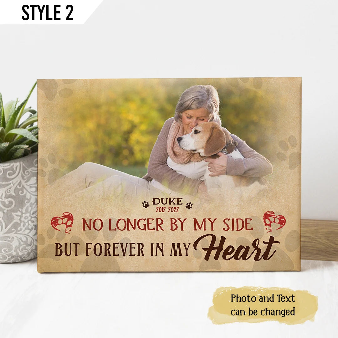 Dog Cat Landscape Canvas - Personalized Dog Cat Memorial Canvas - Custom Gift For Dog Cat Lovers - No Longer By My Side But Forever In My Heart