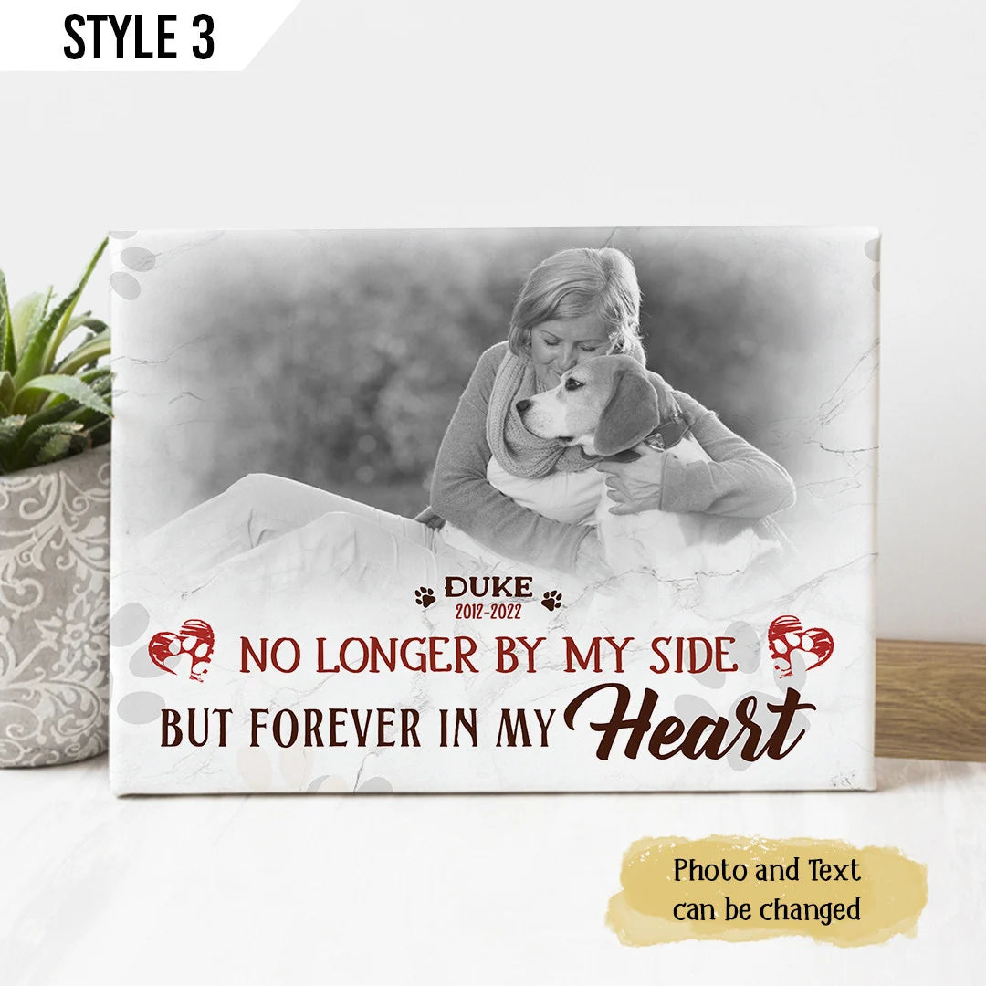 Dog Cat Landscape Canvas - Personalized Dog Cat Memorial Canvas - Custom Gift For Dog Cat Lovers - No Longer By My Side But Forever In My Heart