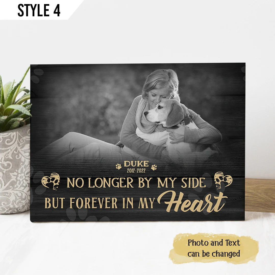 Dog Cat Landscape Canvas - Personalized Dog Cat Memorial Canvas - Custom Gift For Dog Cat Lovers - No Longer By My Side But Forever In My Heart