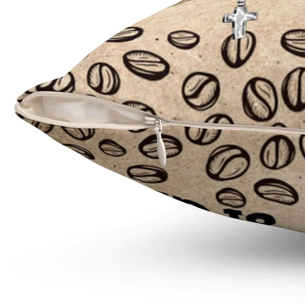 Bible Verse Pillow - Jesus Pillow - Cross Symbol, Coffee Bean Pillow - Gift For Christian - I Am A Jesus And Coffee Kind Of Girl Pillow