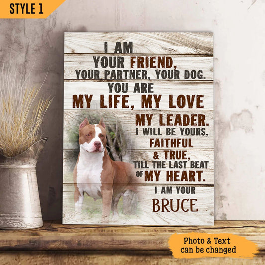 Dog Cat Portrait Canvas - Personalized Dog Cat Memorial Canvas - Custom Gift For Dog Cat Lovers - I Am Your Friend Your Partner Your Dog