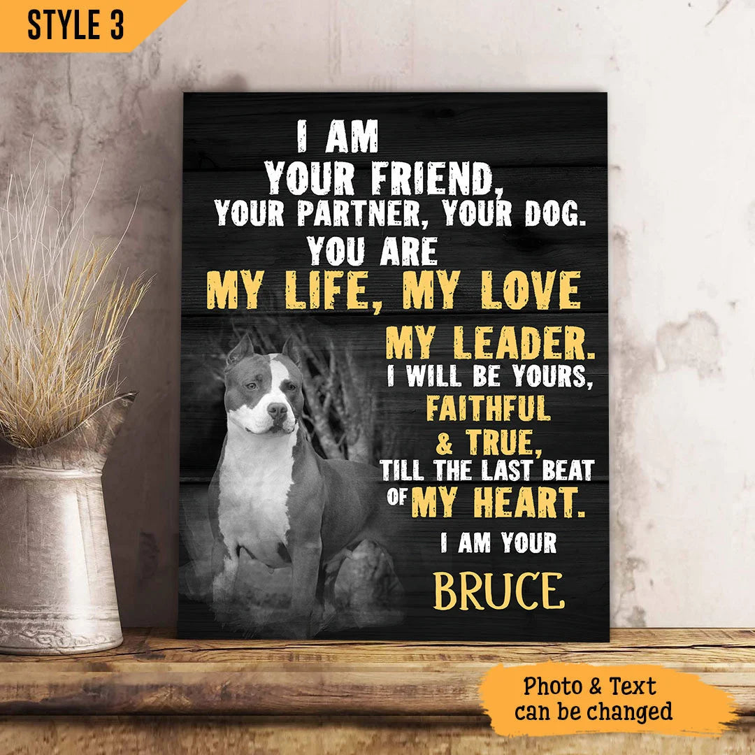 Dog Cat Portrait Canvas - Personalized Dog Cat Memorial Canvas - Custom Gift For Dog Cat Lovers - I Am Your Friend Your Partner Your Dog