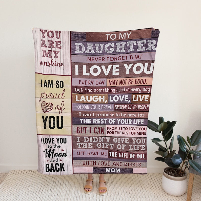 To My Daughter Blanket From Mom Dad, Family Throw Blanket, Blankets For Birthday Wedding Mothers Day Valentine Christmas Blanket, Best Gifts For Daughter