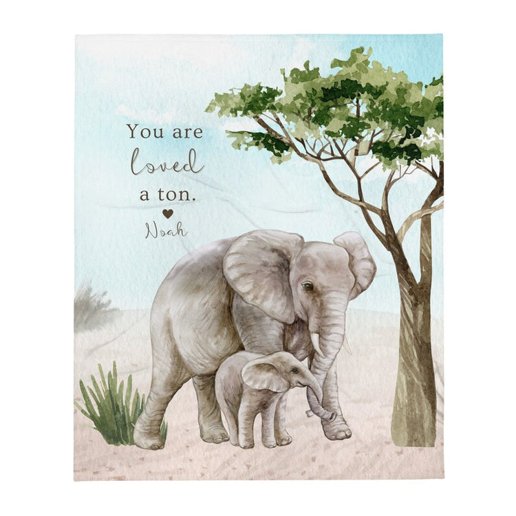 Elephant Blanket, Custom Mothers Day Blanket, Grandma Gift, Elephant Gifts For Women, Kids Blanket Personalized, Watercolor Elephant, Nana Blanket