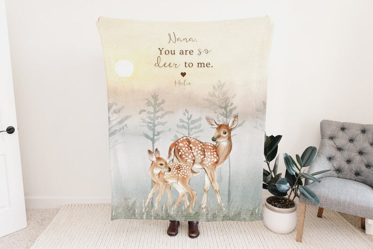 Personalized Mom Blanket, Grandma Blanket, Mother's Day Gift, Custom Name Nick Name Blanket, Mother's Gift Blanket, You Are So Deer To Me