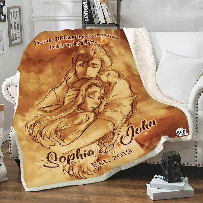 Personalized Couple Blanket - Beauty And Beast Blanket - Custom Romantic Gift For Couple, Lover, Husband, Wife, Newlyweds, Birthday, Anniversary Wedding, Christmas, Valentine's Day Blanket