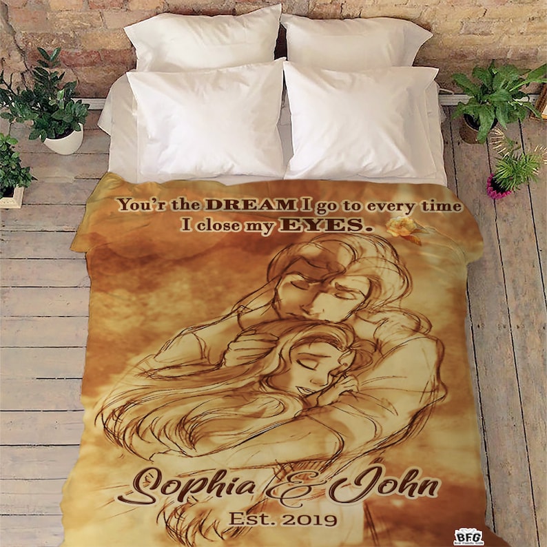 Personalized Couple Blanket - Beauty And Beast Blanket - Custom Romantic Gift For Couple, Lover, Husband, Wife, Newlyweds, Birthday, Anniversary Wedding, Christmas, Valentine's Day Blanket