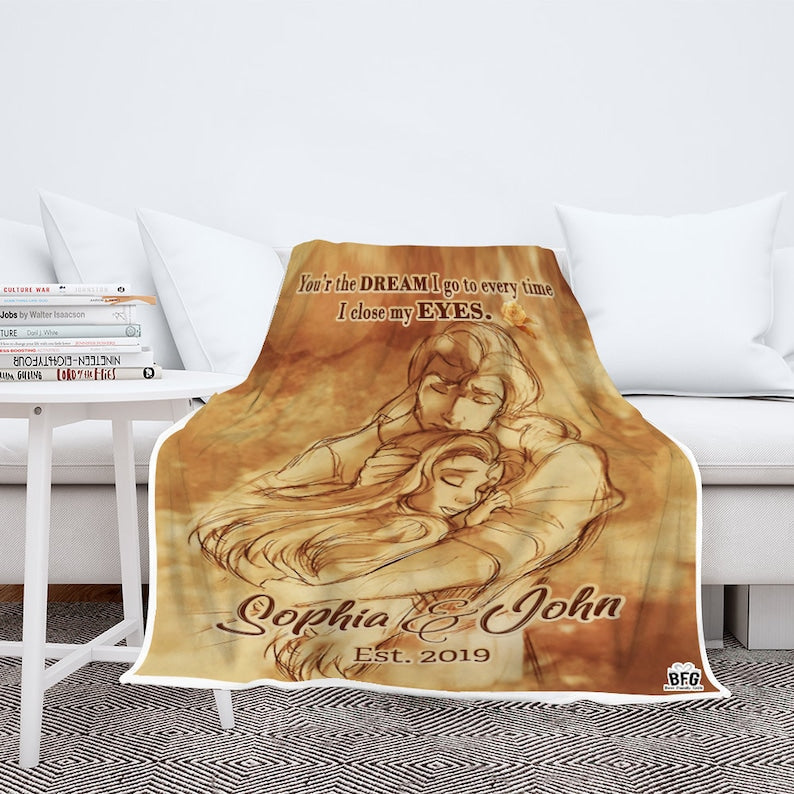 Personalized Couple Blanket - Beauty And Beast Blanket - Custom Romantic Gift For Couple, Lover, Husband, Wife, Newlyweds, Birthday, Anniversary Wedding, Christmas, Valentine's Day Blanket