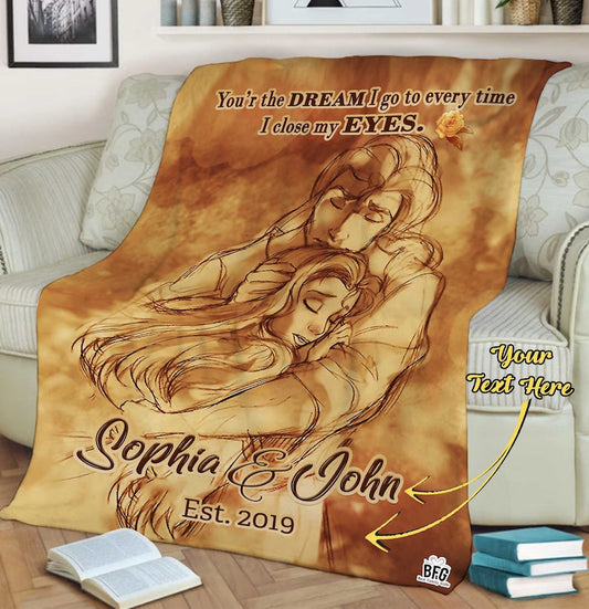 Personalized Couple Blanket - Beauty And Beast Blanket - Custom Romantic Gift For Couple, Lover, Husband, Wife, Newlyweds, Birthday, Anniversary Wedding, Christmas, Valentine's Day Blanket