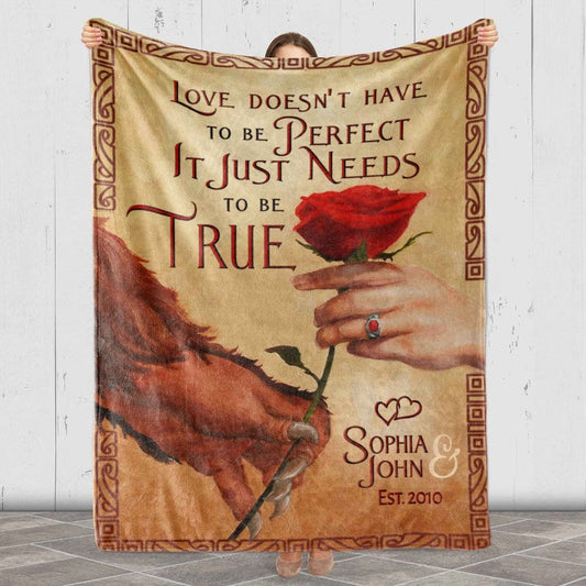 Personalized Couple Blanket - Beauty And Beast Blanket - Custom Romantic Gift For Couple, Lover, Husband, Wife - Gifts for Newlyweds, Birthday, Anniversary Wedding, Christmas, Valentine's Day Blanket