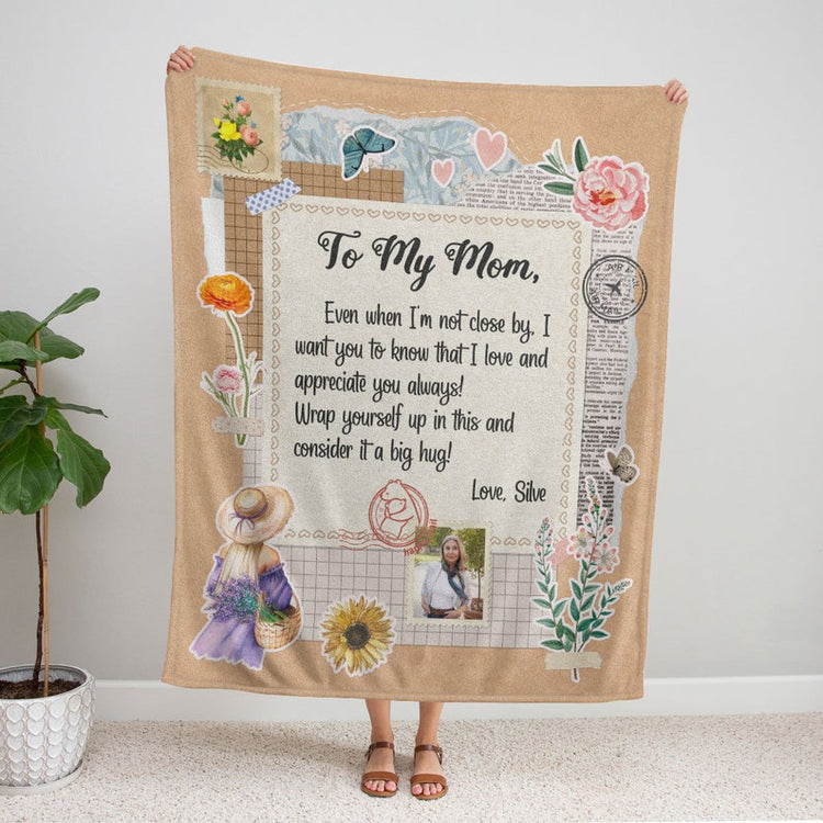 Personalized To My Mom Letter Blanket, Custom Photo Blanket, Mother's Day Gift From Daughter, Cute Throw Fleece Blanket