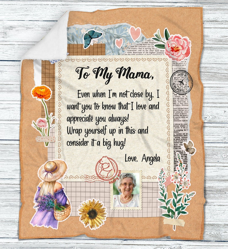 Personalized To My Mom Letter Blanket, Custom Photo Blanket, Mother's Day Gift From Daughter, Cute Throw Fleece Blanket