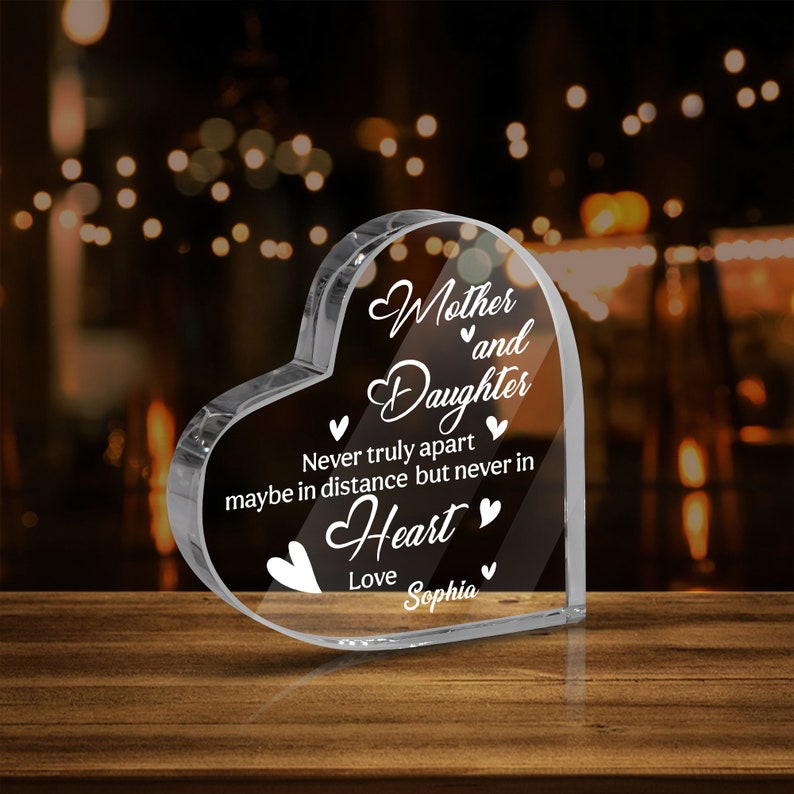 Mother's Day Mother And Daughter Heart Shaped Acrylic Plaque - Custom Name Gifts For Mother, Mom, Mama, Gigi, Nana