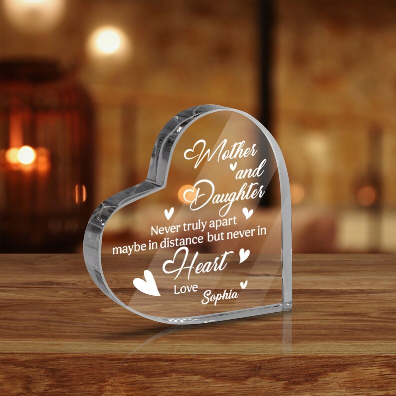 Mother's Day Mother And Daughter Heart Shaped Acrylic Plaque - Custom Name Gifts For Mother, Mom, Mama, Gigi, Nana