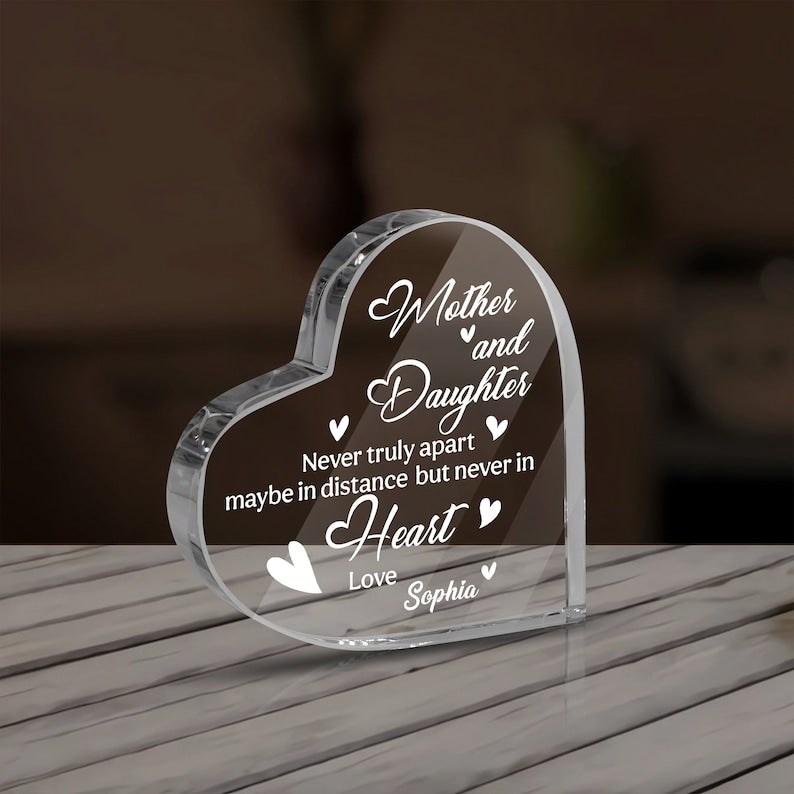 Mother's Day Mother And Daughter Heart Shaped Acrylic Plaque - Custom Name Gifts For Mother, Mom, Mama, Gigi, Nana