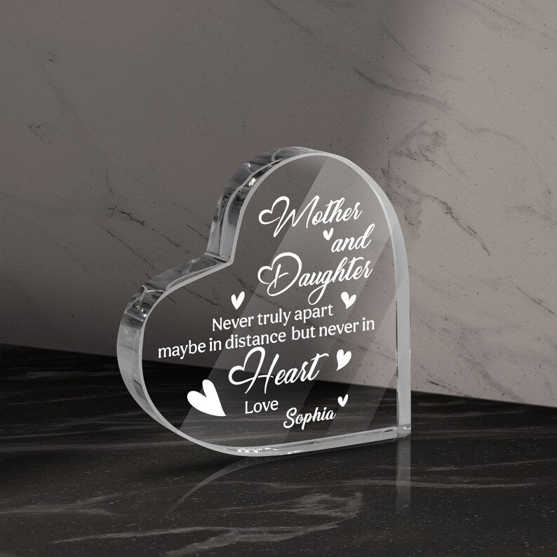 Mother's Day Mother And Daughter Heart Shaped Acrylic Plaque - Custom Name Gifts For Mother, Mom, Mama, Gigi, Nana