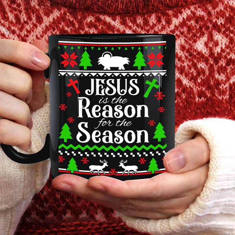 Jesus Black Mug, Christian Mug Gift, Religious Tea Cup, Faith Mug, Best Christmas Gift - Jesus Is The Reason For The Season