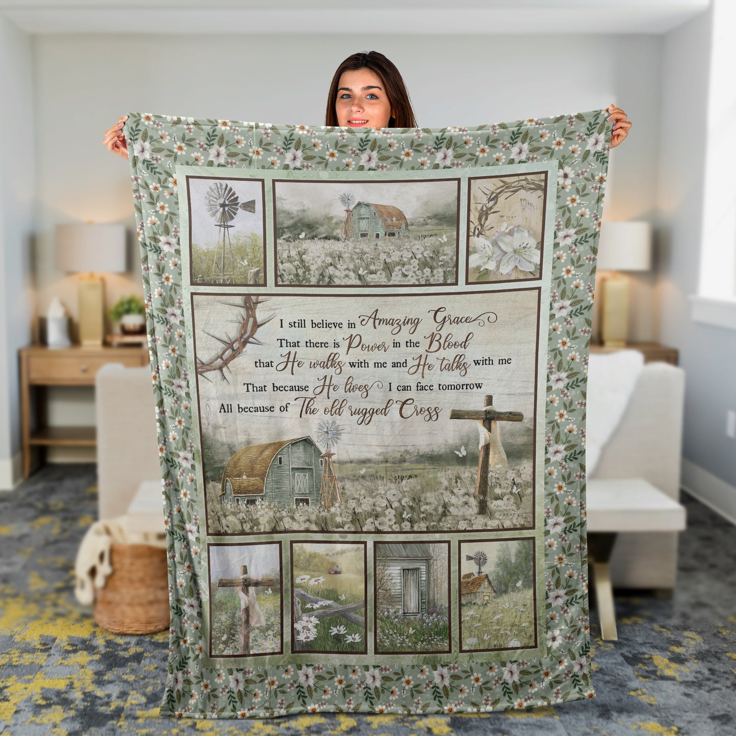 Amazing Farm Blanket, Christian Throw Blanket, Faith Blanket, Inspirational Gift - I Still Believe In Amazing Grace Blanket