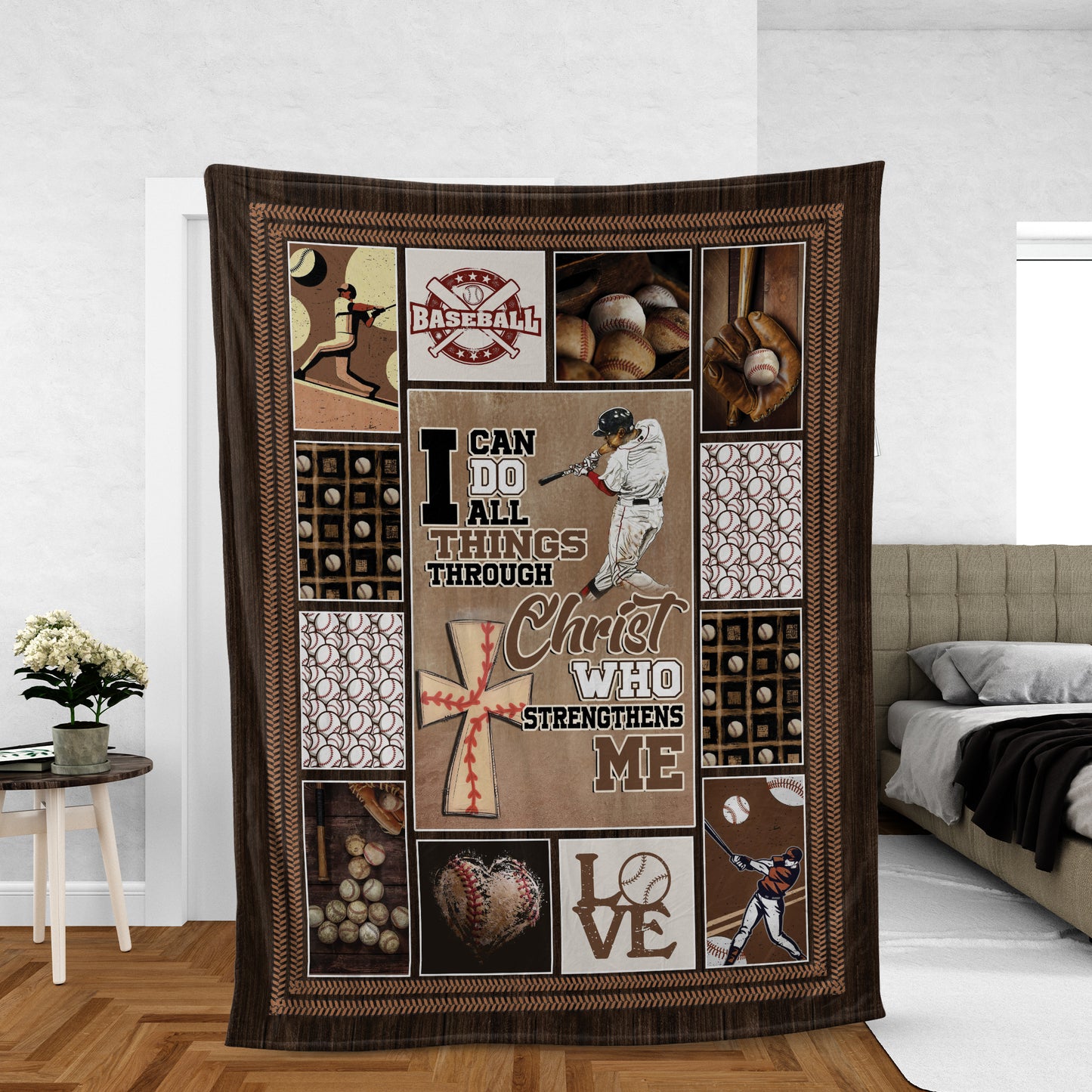 Baseball And Jesus Blanket, Christian Throw Blanket, Inspirational Gift, Motivation Gift - I Can Do All Things Through Christ Who Strengthens Me