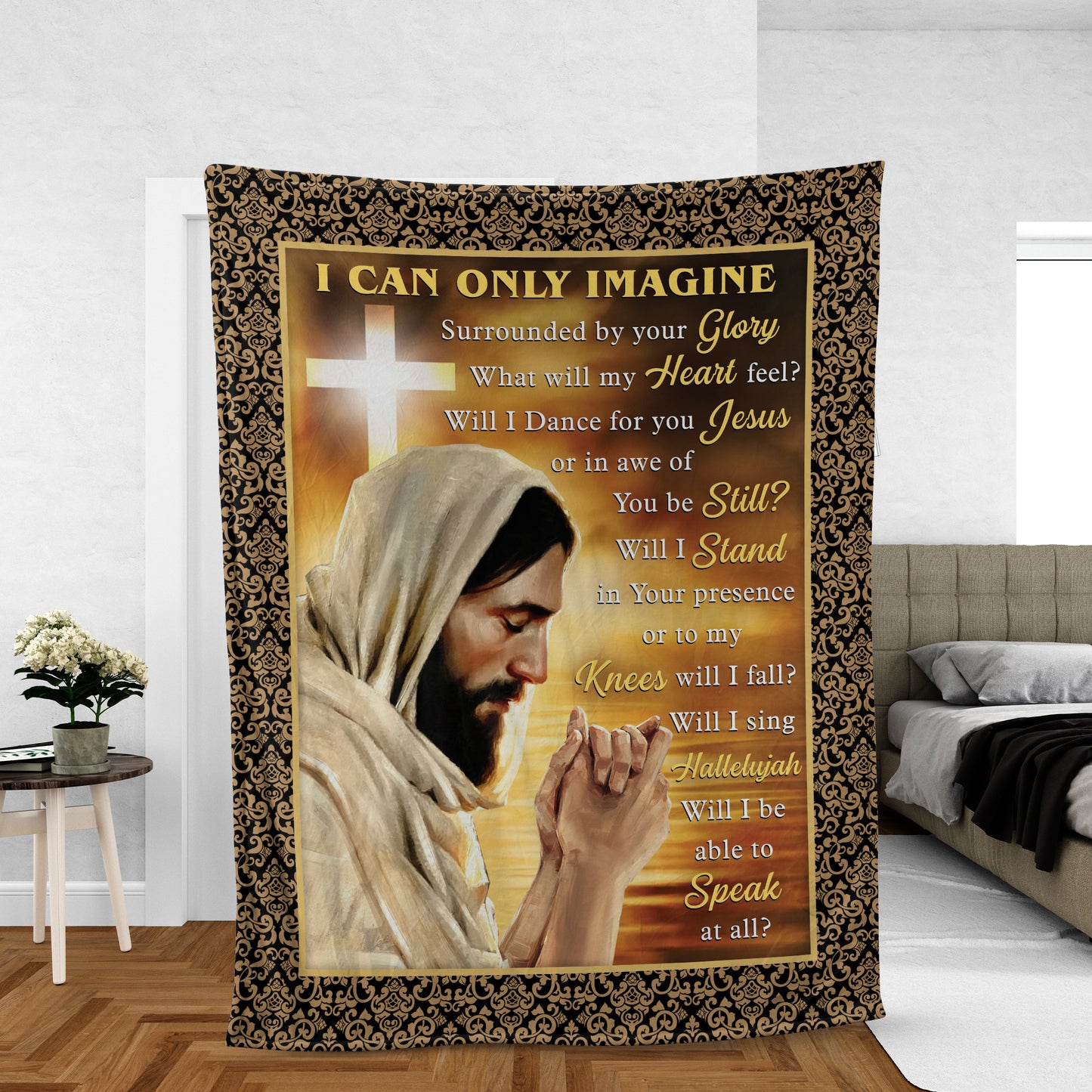 Christian Throw Blanket, Faith Blanket, Jesus Christ Blanket, Inspirational Gift - The Lord's Prayer, Cross Drawing, I Can Only Imagine