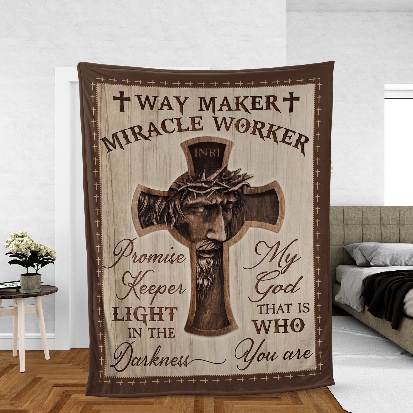Christian Throw Blanket, Faith Blanket, Jesus Blanket, Inspirational Gift - Jesus painting, Wood carving, Jesus is the light in darkness