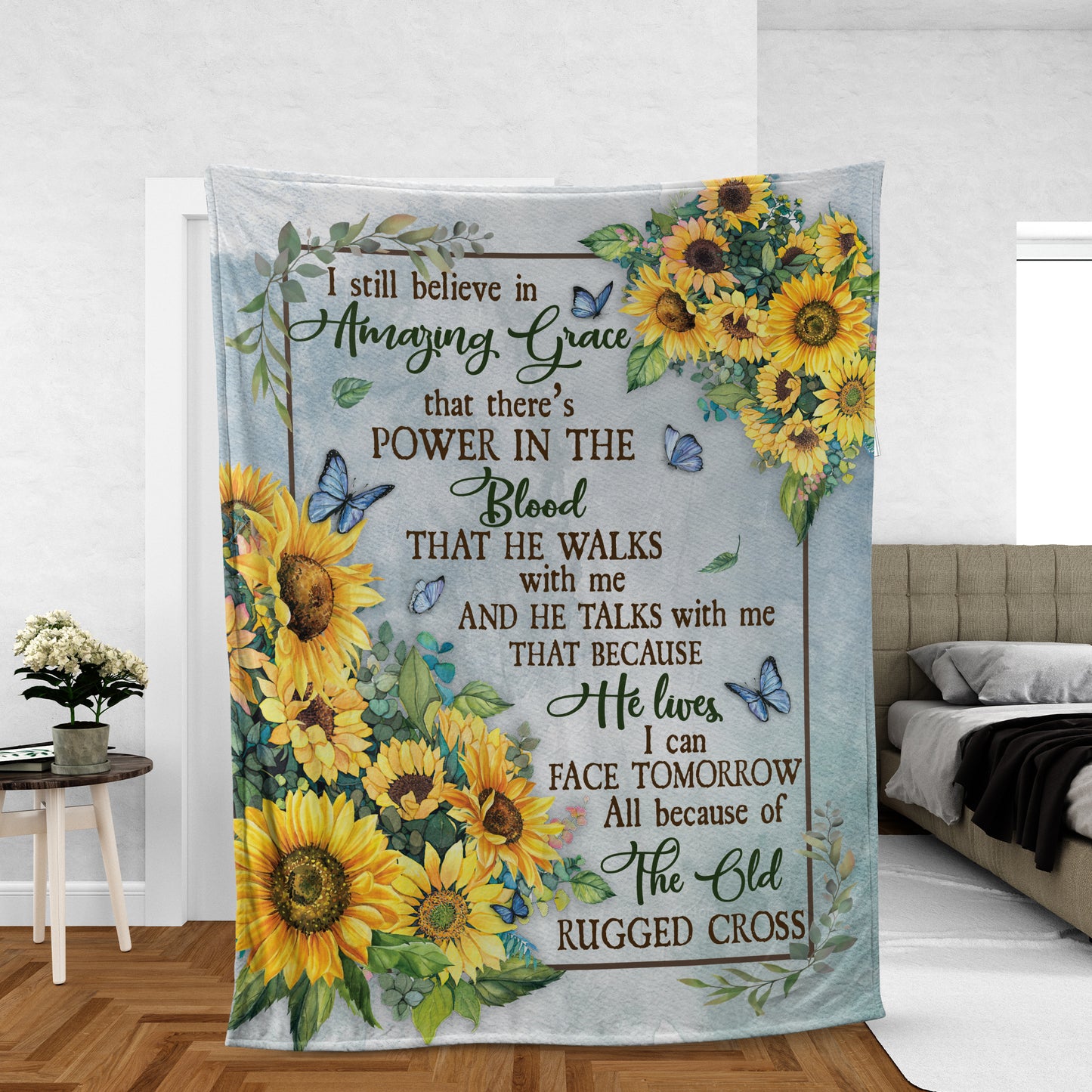 Sunflower Throw Blanket, Christian Throw Blanket, Faith Blanket, Jesus Blanket, Inspirational Gift - I Still Believe In Amazing Grace