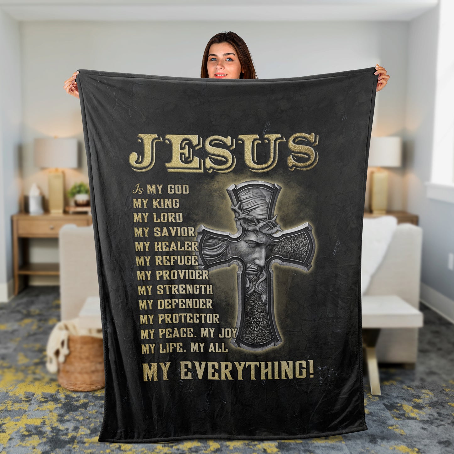 Christian Throw Blanket, Faith Blanket, Jesus Blanket, Inspirational Gift - The Cross, Jesus Is My Everything