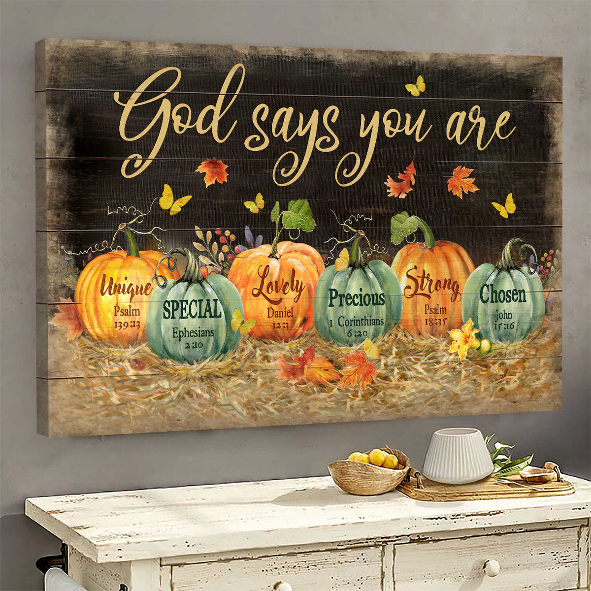 Jesus Landscape Canvas - Lovely pumpkin painting, Halloween drawing Landscape Canvas - Gift For Christian - God says you are Landscape Canvas Prints, Wall Art