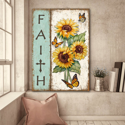 Jesus Portrait Canvas - Orange butterfly, Sunflower drawing, Faith Portrait Canvas - Gift For Christian Portrait Canvas