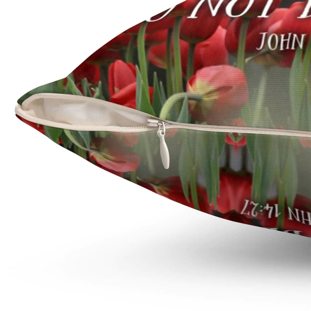 Bible Verse Pillow - Jesus Pillow - Christian, Tulip Pillow - Gift For Christian - John 14:27 Peace I leave with you Pillow