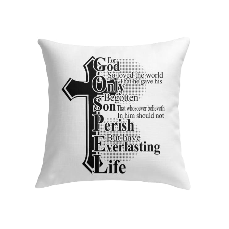 Bible Verse Pillow - Jesus Pillow - Christian, Cross Pillow - Gift For Christian - John 3:16 For God so loved the world Pillow