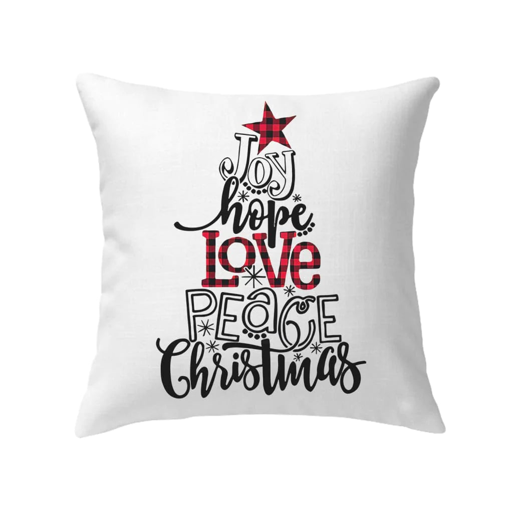 Jesus Pillow - Christian, Christmas, Buffalo plaid Pillow - Gift For Christian - Joy hope love peace Pillow