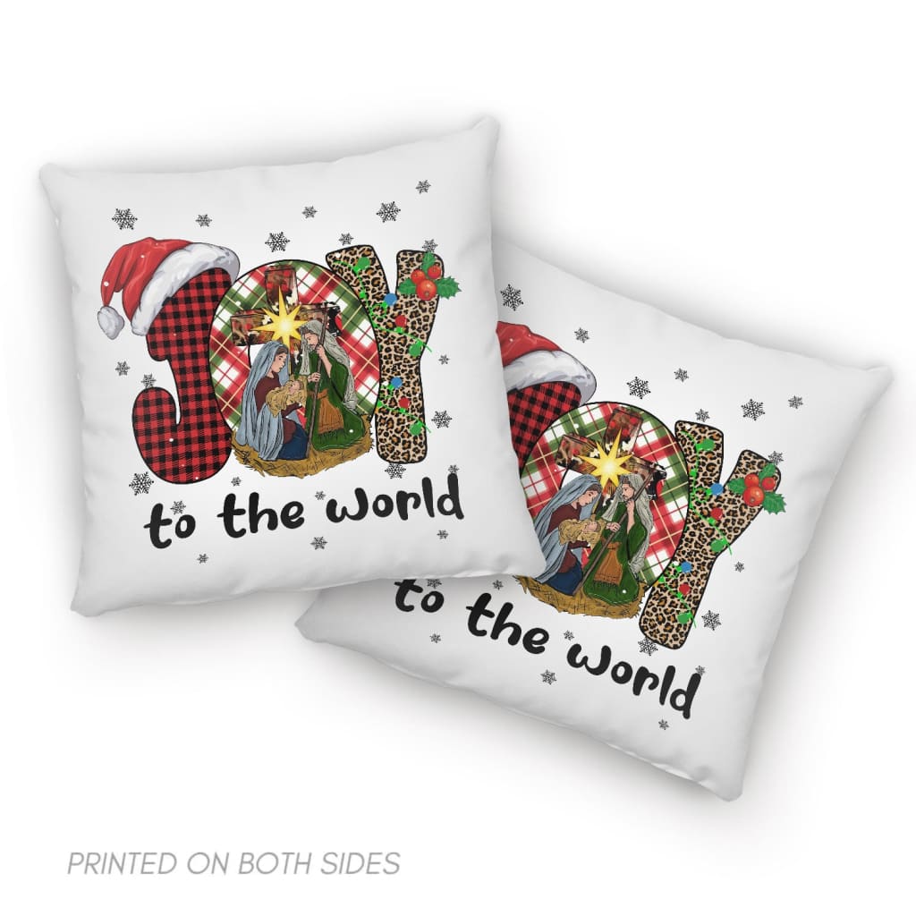 Jesus Pillow - Christian, Christmas, Buffalo plaid leopard Pillow - Gift For Christian - Joy to the world Pillow