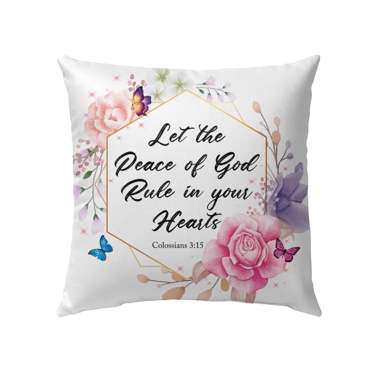 Bible Verse Pillow - Jesus Pillow - Christian, Wreath Pillow - Gift For Christian - Let the peace of God rule in your hearts Colossians 3:15 Pillow