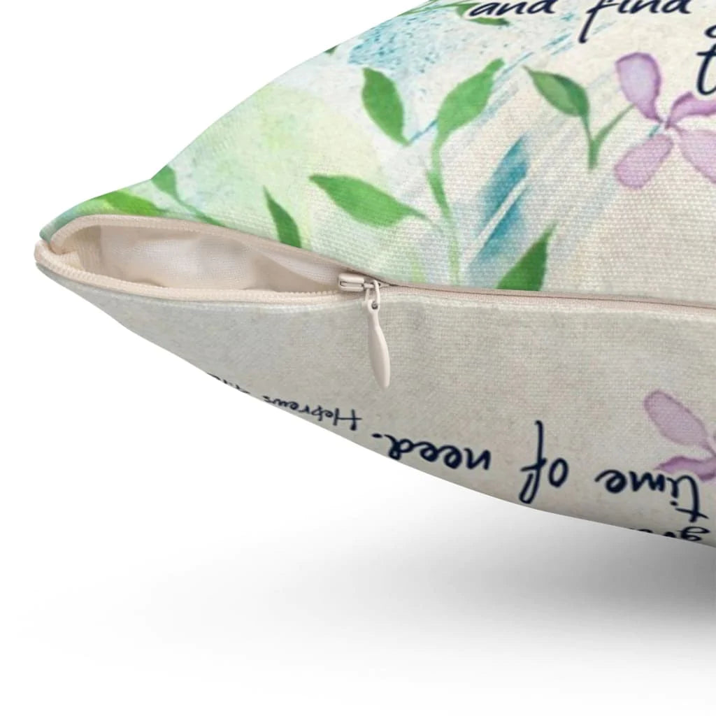 Bible Verse Pillow - Jesus Pillow - Red Rose, Blue Butterfly Pillow - Gift For Christian - Let Us Therefore Come Boldly Hebrews 4:16 Pillow