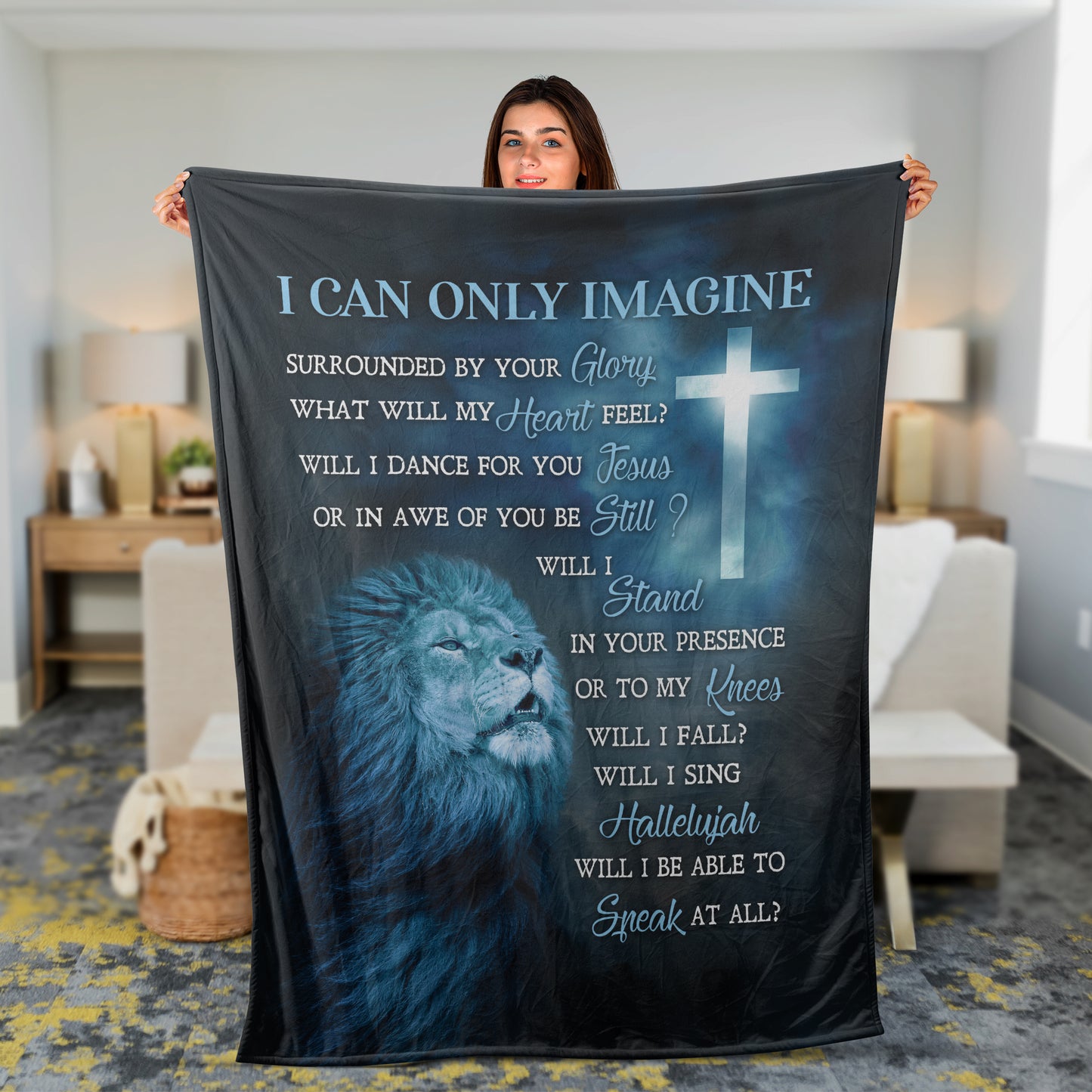 Christian Throw Blanket, Faith Blanket, Jesus Blanket, Inspirational Gift - Lion King, Cross Symbol, Becoming A King, I Can Only Imagine