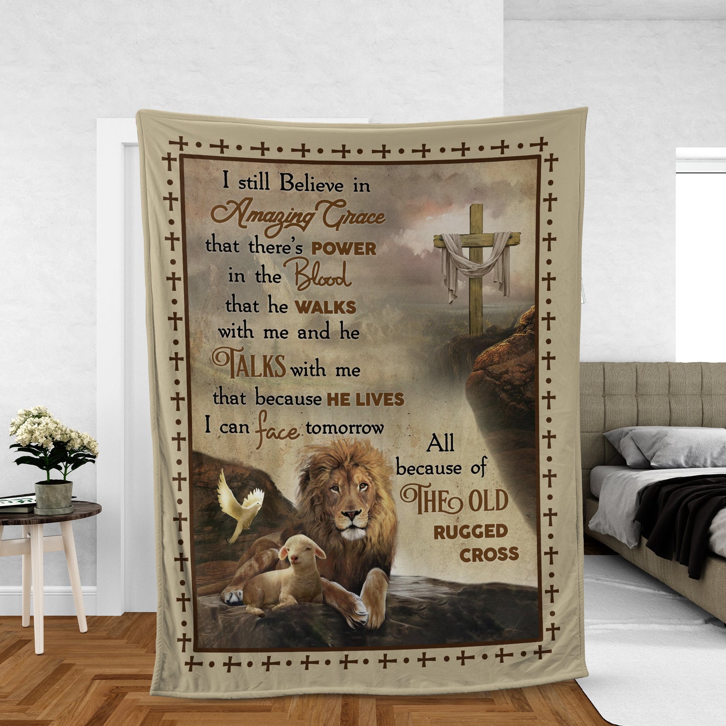 Christian Throw Blanket, Faith Blanket, Jesus Blanket, Inspirational Gift - Lion Of Judah, Lamb Of God And Mountain, I Still Believe In Amazing Grace