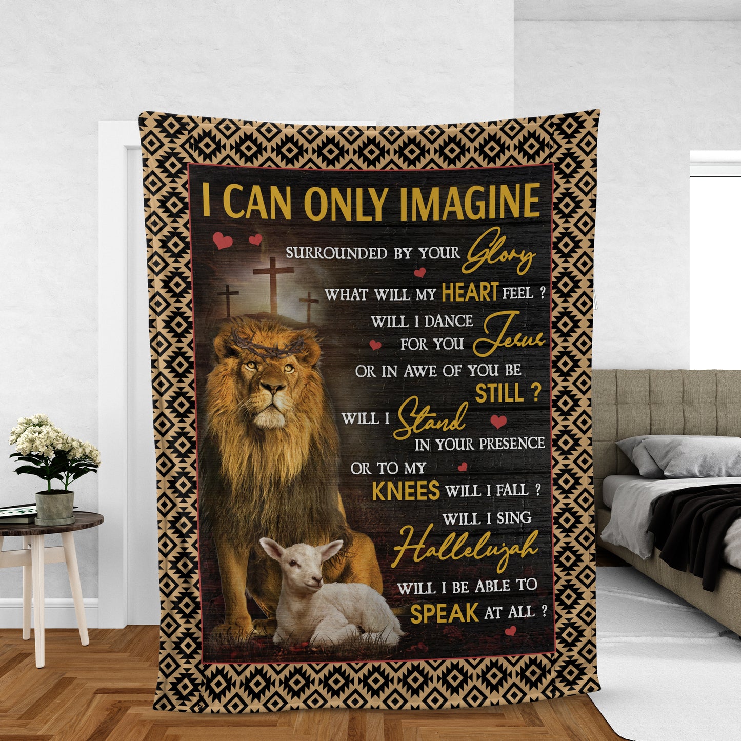 Christian Throw Blanket, Faith Blanket, Jesus Blanket, Inspirational Gift - Lion Of Judah, White Lamb Drawing, Beautiful Night, I Can Only Imagine
