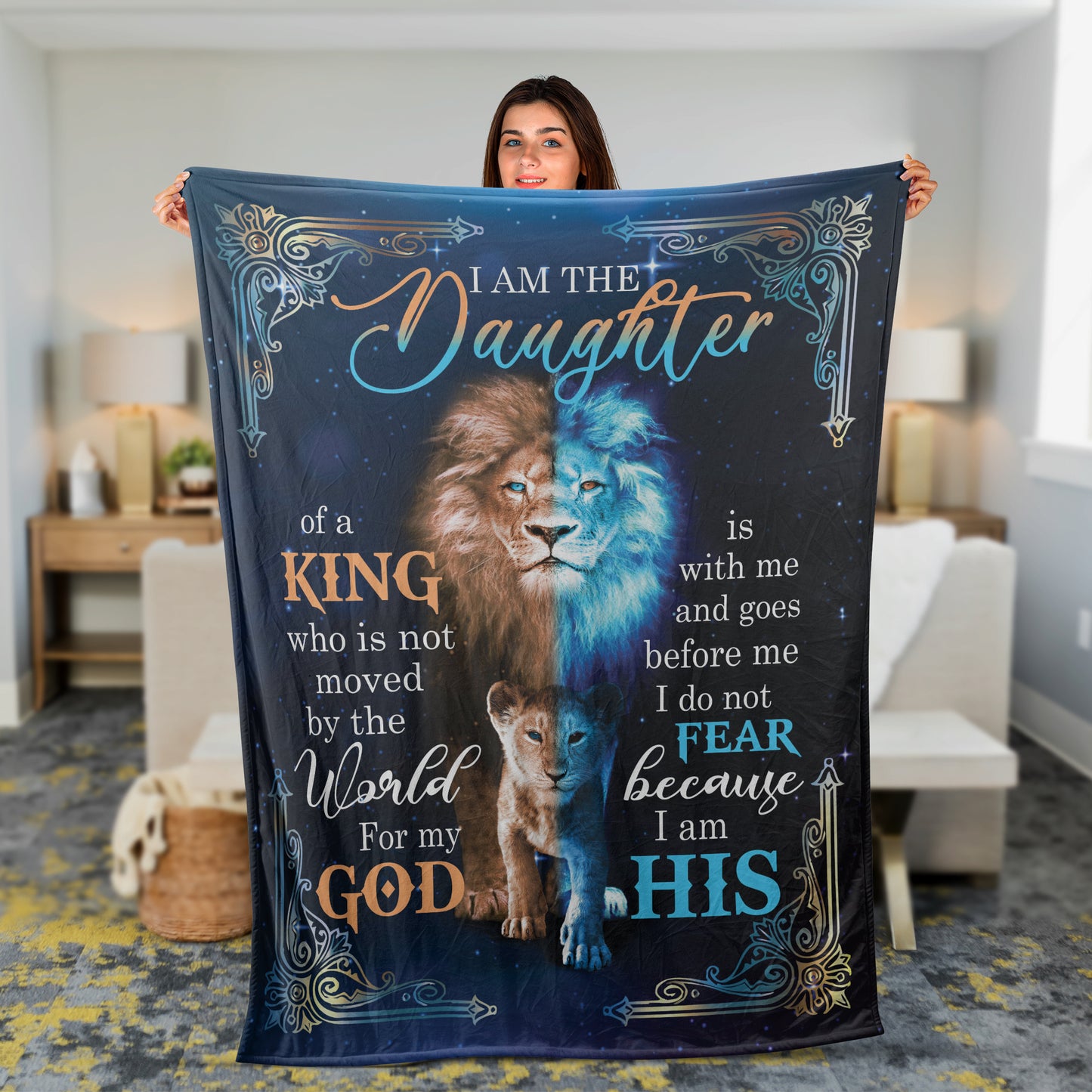 Family Blanket, Daughter And Dad Blanket, Gifts For Daughter From Dad, Dad To Daughter Blanket, Lions Blanket - I Am Daughter Of A King