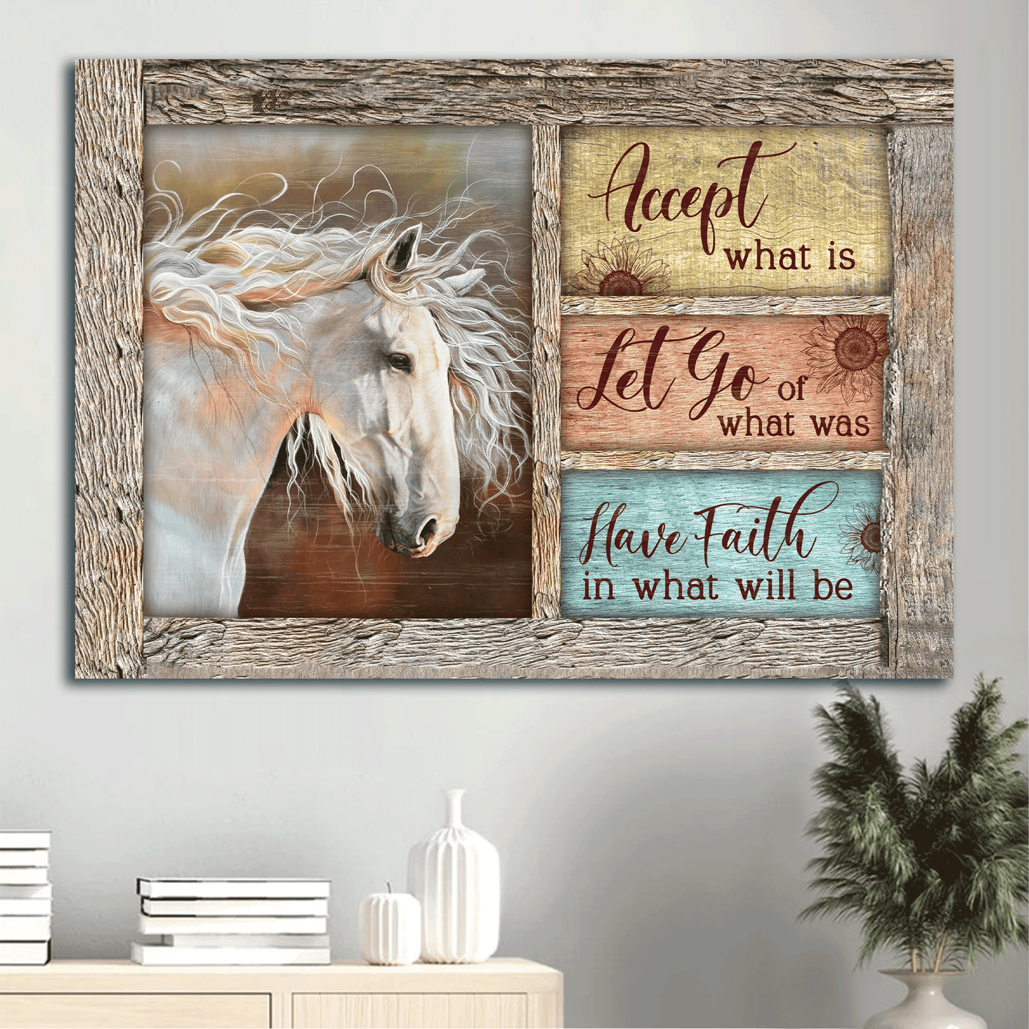 Jesus Landscape Canvas - Beautiful White Horse, Wooden Frame, Pastel Background Landscape Canvas - Gift For Christian - Have Faith In What Will Be